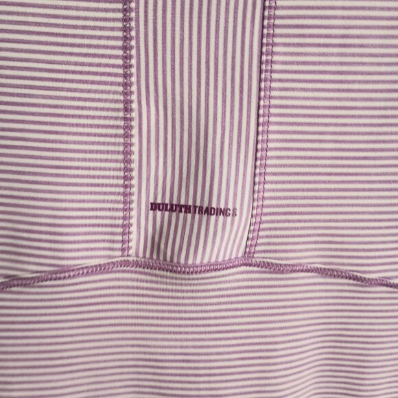 Duluth Trading Co Purple/White Stripe Workout Exercise Shirt Women’s Size L EUC - Picture 4 of 14